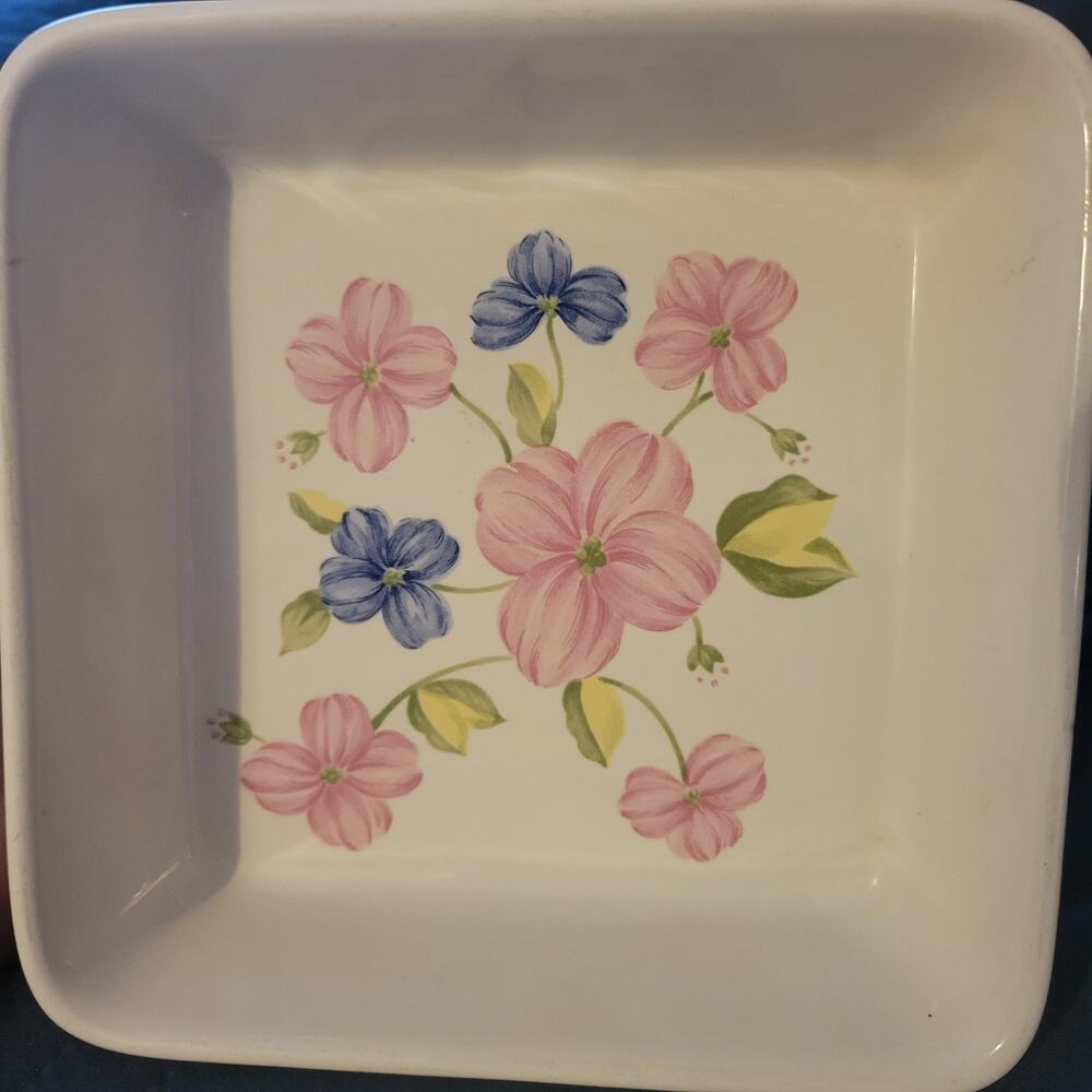 Japan Oven Proof‎ Baking Dish Adult 5.75 Cream Floral Vintage Retro 1970s Square